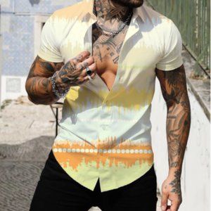 Men's Summer Shirts 3D Printing Fashion Shirts Gradient Plus Size Short Sleeve T